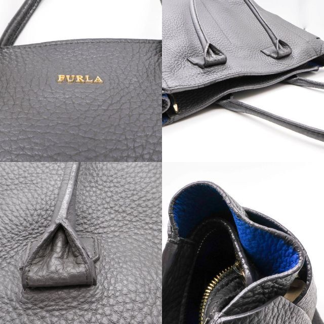 一点物》FURLA ハンドバッグ グレー A4 大容量 ビジネス シンプル