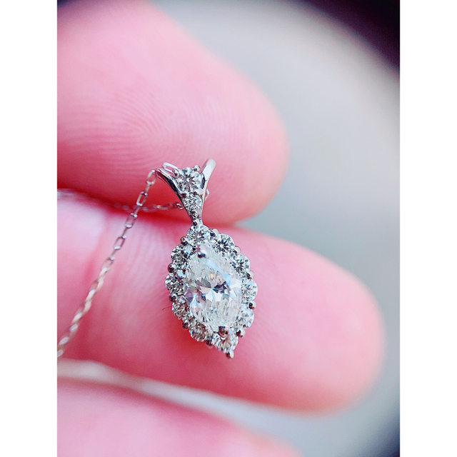 ☆0.57ct0.33ct☆✨マーキースダイヤモンドプラチナネックレスペンダント-