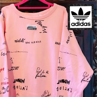 アディダス(adidas)のアディダス オリジナルス 落書きロゴ トレーナー ピンク スウェット ジャージ (トレーナー/スウェット)