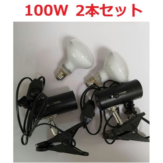 100W★バスキングライト＆スタンド★黒色　２本セット