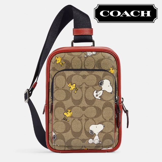 コーチ スヌーピー ボディバッグ コラボ シグネチャー COACH