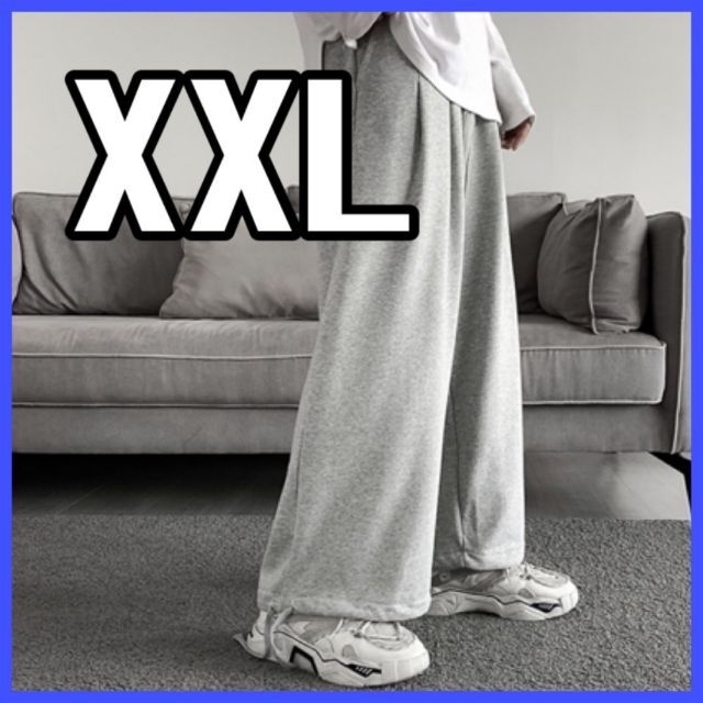 ワイドパンツ スウェット ガウチョパンツ 袴 グレー 男女  XXL メンズのパンツ(ワークパンツ/カーゴパンツ)の商品写真