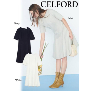 セルフォード(CELFORD)の【新品未着用タグ付き】CELFORDセルフォード ハーフスリーブポンチワンピース(ひざ丈ワンピース)