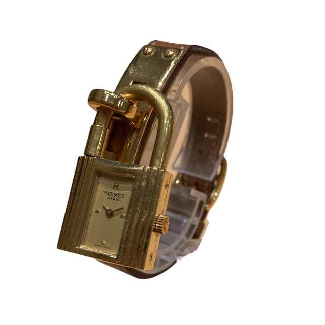 女の子向けプレゼント集結 Hermes 腕時計 ゴールド文字盤 〇R ケリーウォッチ エルメス HERMES 腕時計 