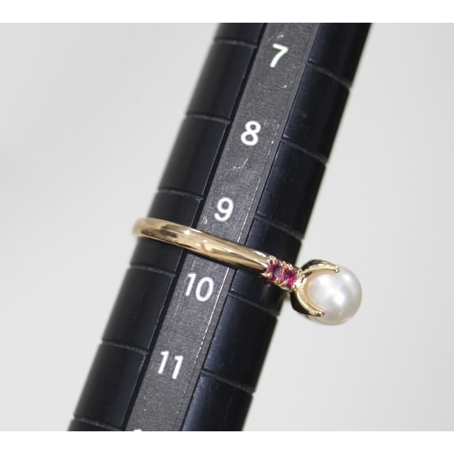 4℃(ヨンドシー)の4℃ パール 6mm ルビー リング 9.5号 K18YG 新品仕上済 レディースのアクセサリー(リング(指輪))の商品写真