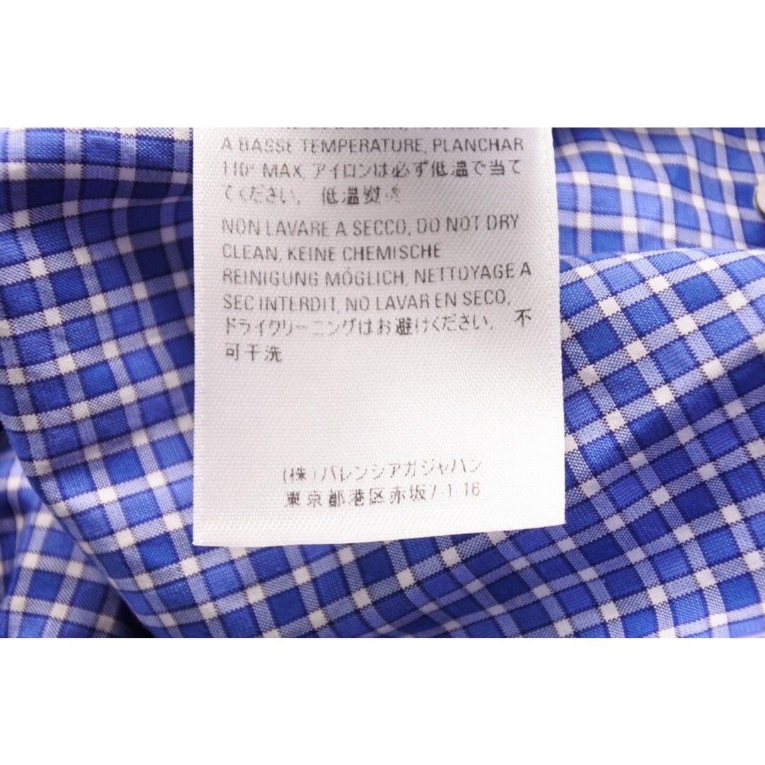 Balenciaga(バレンシアガ)の[USED/中古]BALENCIAGA バレンシアガ 半袖Ｔシャツ ロゴプリント チェックシャツ ビックシルエット ブルー ホワイト コットン 38 中古 ai-tdc-005939 レディースのトップス(Tシャツ(半袖/袖なし))の商品写真