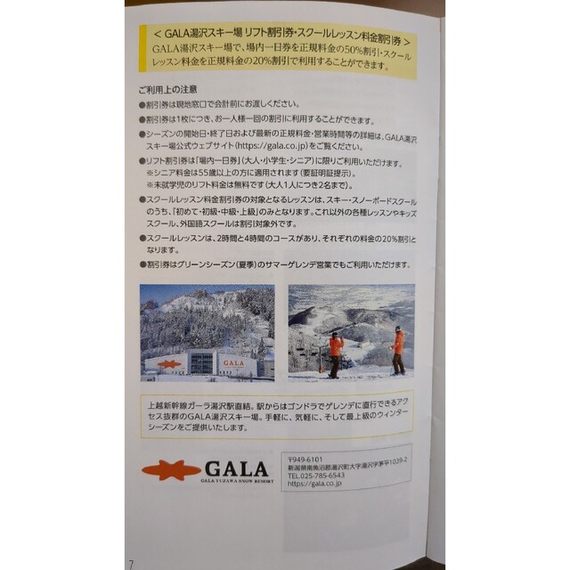ガーラ湯沢　リフト割引券 チケットの施設利用券(スキー場)の商品写真