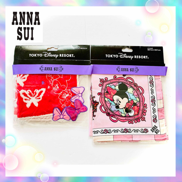 ANNA SUI(アナスイ)の★新品レア★アナスイ ディズニー ミニー デイジー ハンカチタオル 赤 桃★2種 レディースのファッション小物(ハンカチ)の商品写真