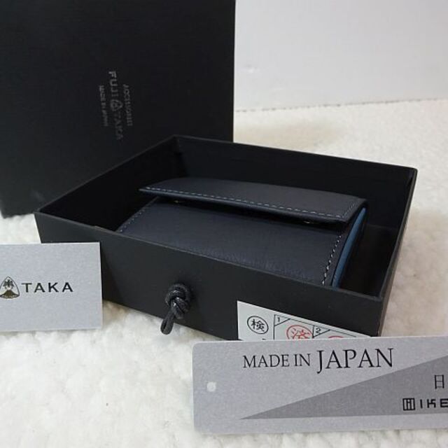 【新品/本物】FUJITAKA (フジタカ)最高級三つ折財布/紺２箇所あります♪サイズ