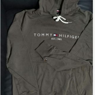 トミーヒルフィガー(TOMMY HILFIGER)のTOMMY HILFIGER　ロゴフリース　フーディ　パーカー　S　カーキ(パーカー)