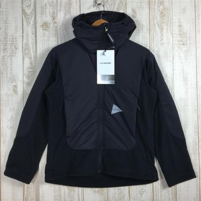 and wander(アンドワンダー)のUNISEX XXS  アンドワンダー トップ フリース ジャケット Top Fleece Jacket ポーラテック プリマロフト パーテックス フーディ インサレーション AND WANDER 574-0231026 010 Black ブラック系 メンズのメンズ その他(その他)の商品写真