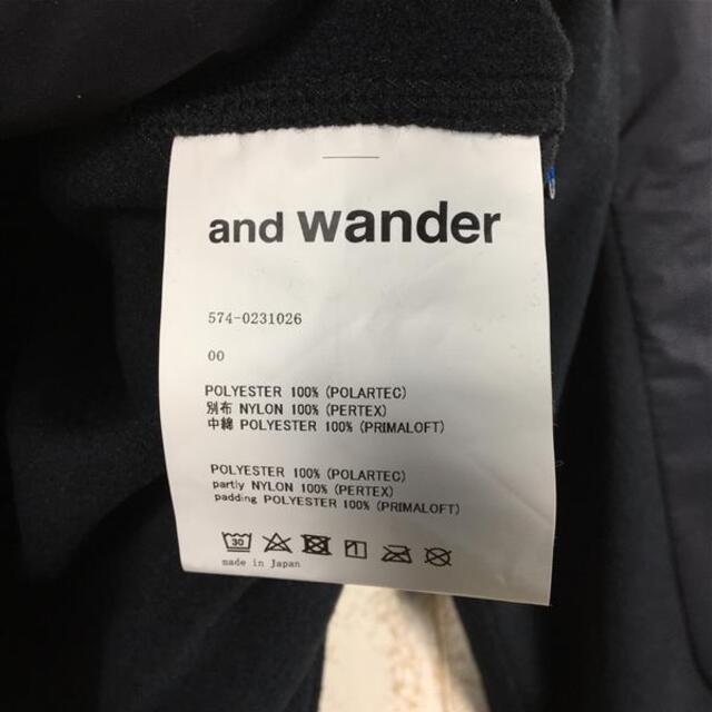 and wander(アンドワンダー)のUNISEX XXS  アンドワンダー トップ フリース ジャケット Top Fleece Jacket ポーラテック プリマロフト パーテックス フーディ インサレーション AND WANDER 574-0231026 010 Black ブラック系 メンズのメンズ その他(その他)の商品写真