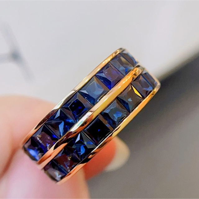 おすすめ】 天然 ブルーサファイア リング5.9ct k18 ¥ リング(指輪