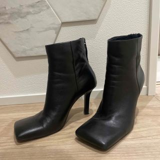 ザラ(ZARA)のZARAスクエアトゥハイヒールブーツ 36 ZARA完売(ブーツ)