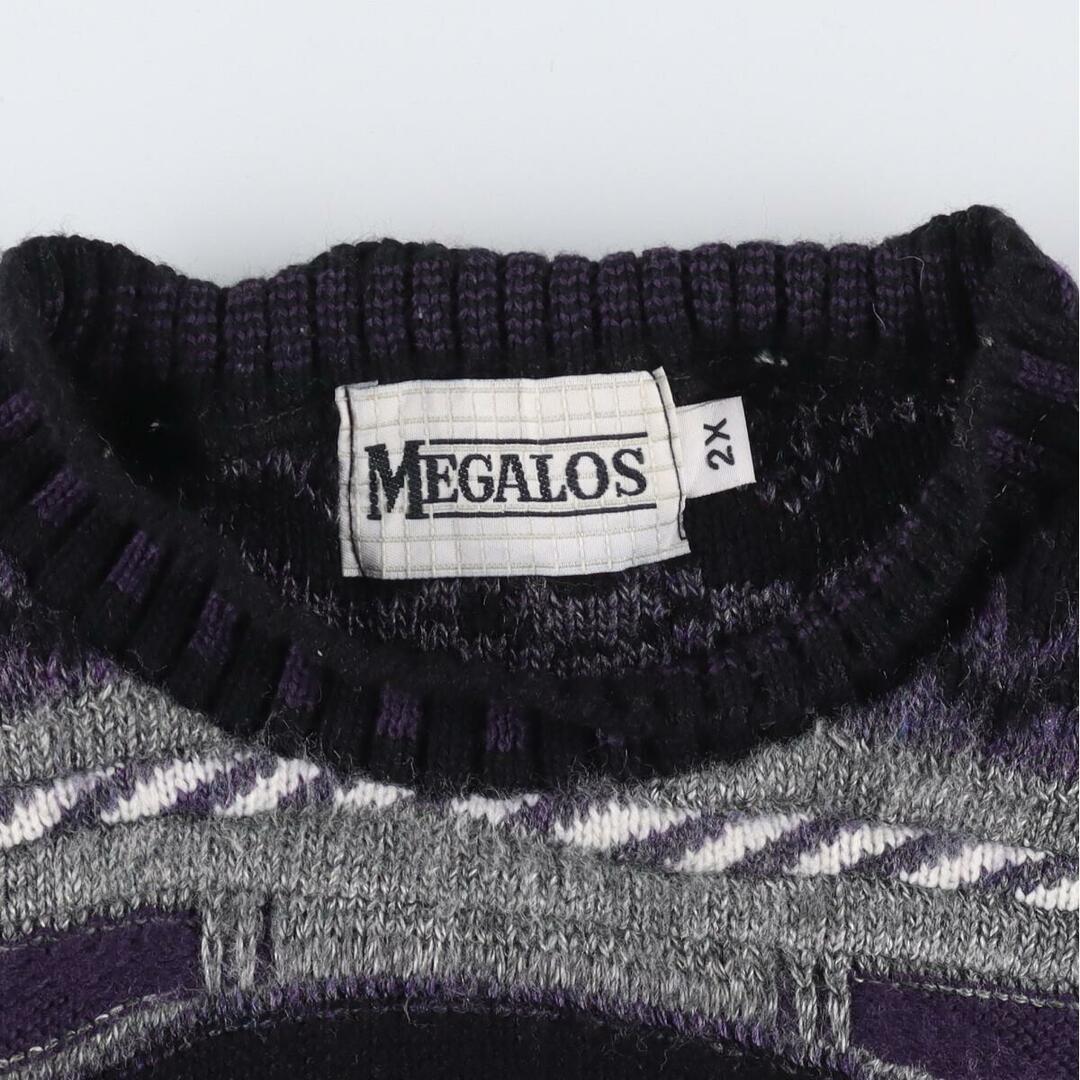 MEGALOS 総柄 ニットセーター USA製 メンズXXL /eaa298097