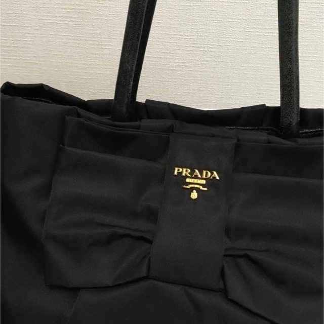 PRADA リボン ナイロン トート ハンド バッグ 美品