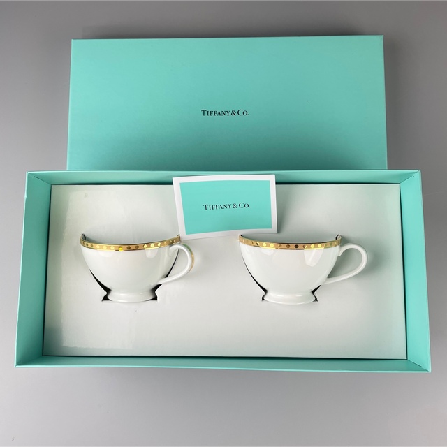 Tiffany ティファニー ゴールドバンド ティーカップ&ソーサー2客 ...