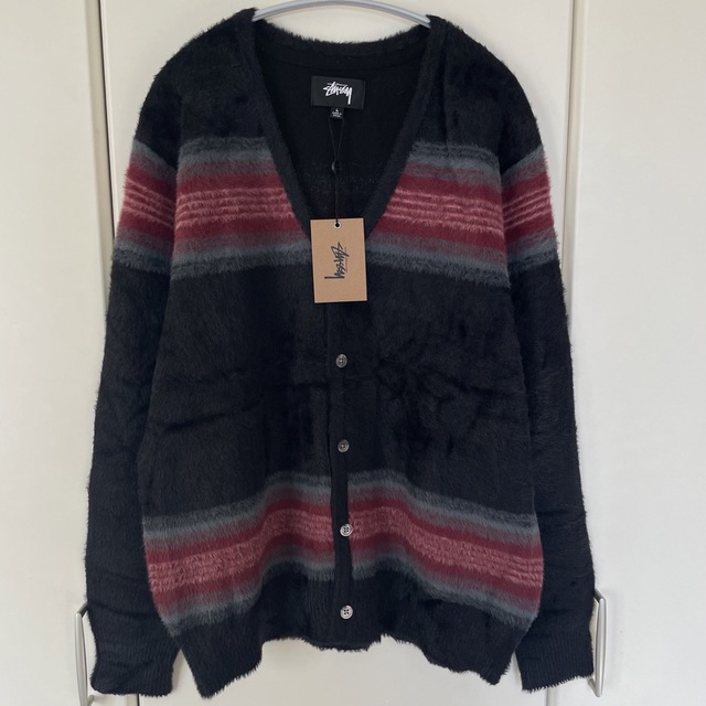 STUSSY(ステューシー)の【新品未使用】Stussy STRIPE SHAGGY CARDIGANサイズL メンズのトップス(カーディガン)の商品写真