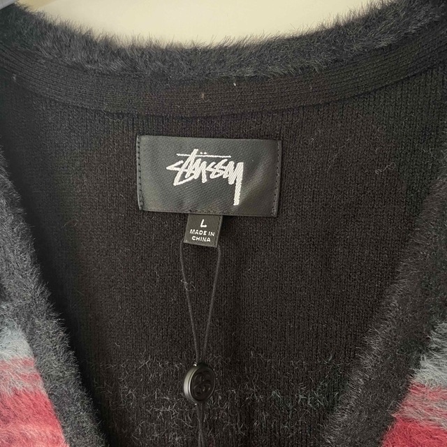 STUSSY(ステューシー)の【新品未使用】Stussy STRIPE SHAGGY CARDIGANサイズL メンズのトップス(カーディガン)の商品写真