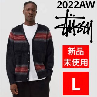 ステューシー(STUSSY)の【新品未使用】Stussy STRIPE SHAGGY CARDIGANサイズL(カーディガン)