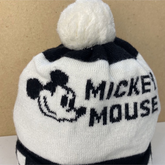 Disney(ディズニー)のミッキー ニットキャップ ニット帽 古着 レディースの帽子(ニット帽/ビーニー)の商品写真