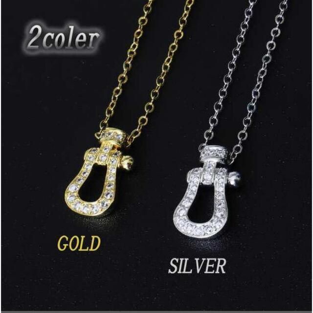 新品未使用 ホースシュー ネックレス シルバー 18K ジルコニア メンズ ...