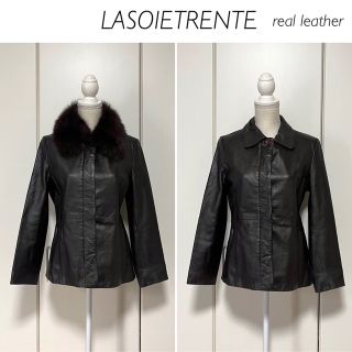 【本革】LASOIETRENTE フォックスファー付き レザージャケット(その他)