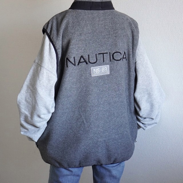 NAUTICA - 【希少】ノーティカ バッグロゴ刺繍 フリースベスト ジップアップ 古着 Lサイズの通販 by 古着屋202 ｜ノーティカならラクマ