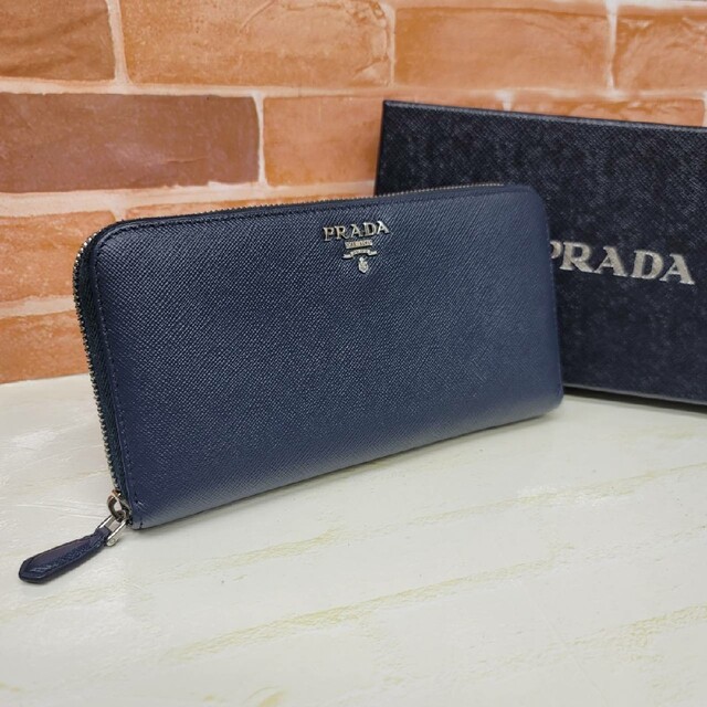 PRADA☆鑑定済☆サフィアーノ ダークネイビーバイカラー ラウンド