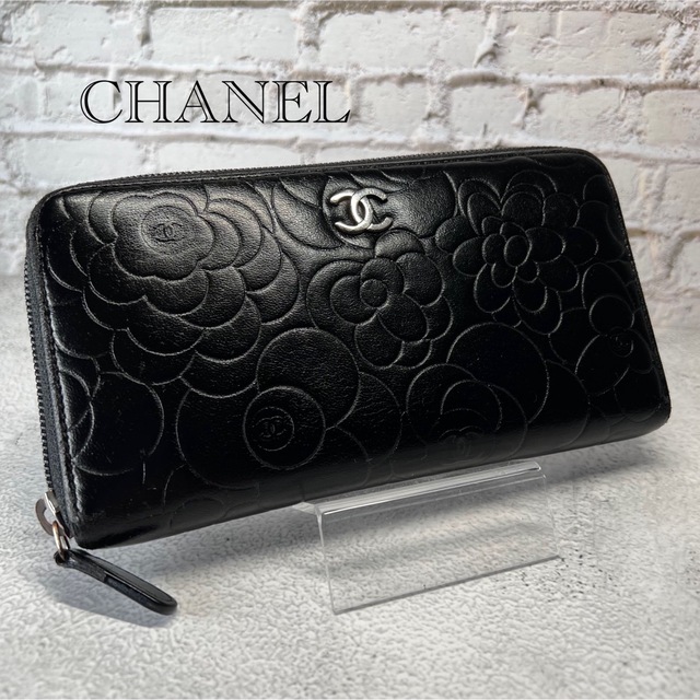 CHANEL(シャネル)のCHANEL シャネル 長財布 ラウンドファスナー カメリア ブラック レディースのファッション小物(財布)の商品写真