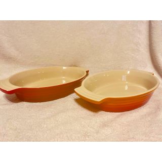 ルクルーゼ(LE CREUSET)の【どきん様専用】ルクルーゼ　グラタン皿 L オーバルディッシュ　2点(食器)