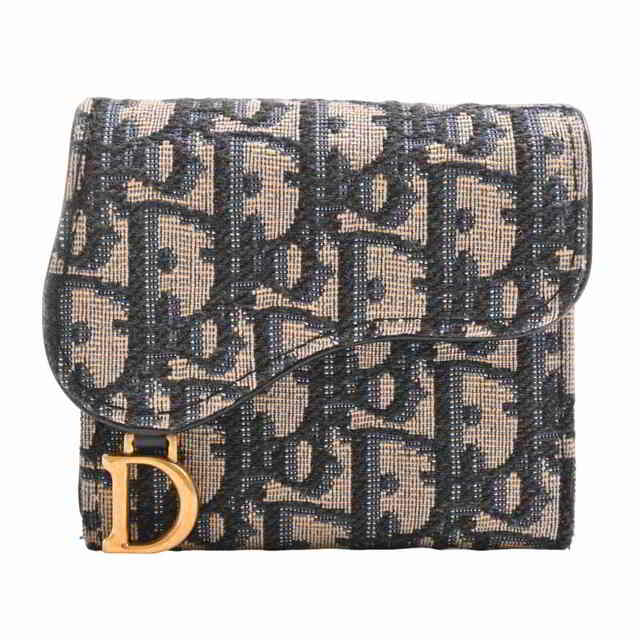 【中古】 Christian Dior クリスチャンディオール トロッター キャンバス サドル ロータスウォレット 三つ折り財布 ネイビー by |  フリマアプリ ラクマ