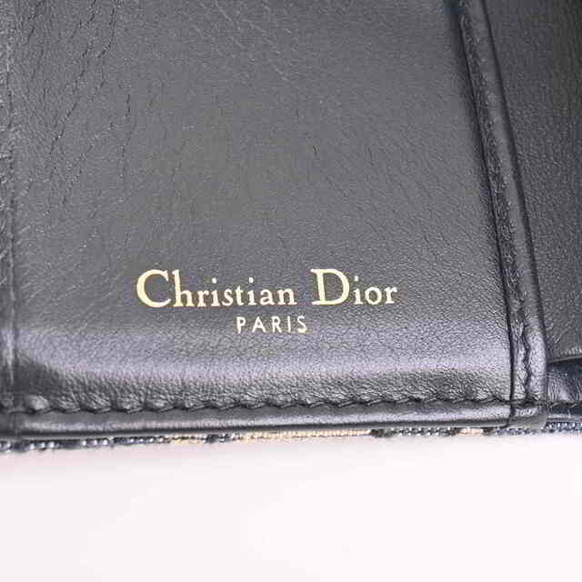 【中古】 Christian Dior クリスチャンディオール トロッター キャンバス サドル ロータスウォレット 三つ折り財布 ネイビー by