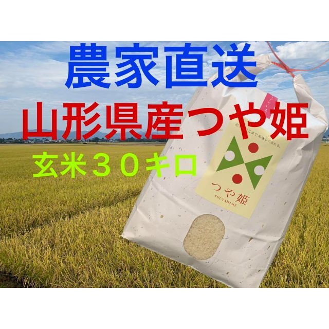 令和４年 山形県産つや姫 玄米３０キロ 特別栽培米 農家直送 おいしい