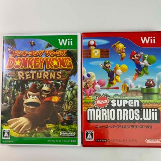 ウィー(Wii)の【美品セット】ニュー・スーパーマリオブラザーズ／ドンキーコングリターンズ　Wii(家庭用ゲームソフト)