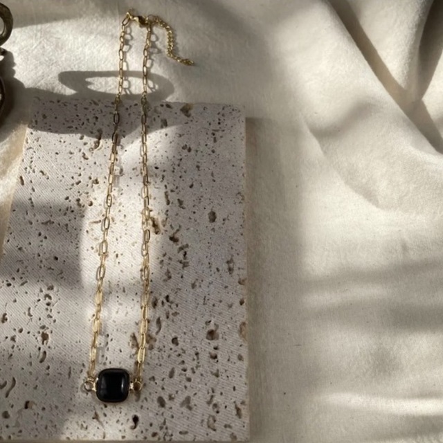 stainless天然石NC イエロージェイド ザラ トゥデイフル お好きにも ハンドメイドのアクセサリー(ネックレス)の商品写真