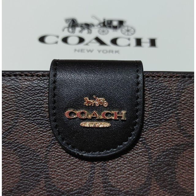 コーチ COACH 0082 二つ折り財布 シグネチャー ダークブラウンブラック 5