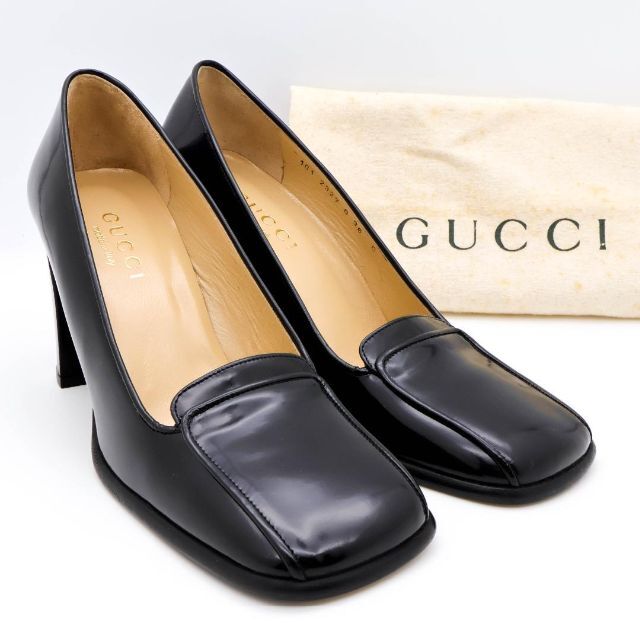 希少》GUCCI パンプス ブラック ハイヒール エナメルレザー 24.0cm