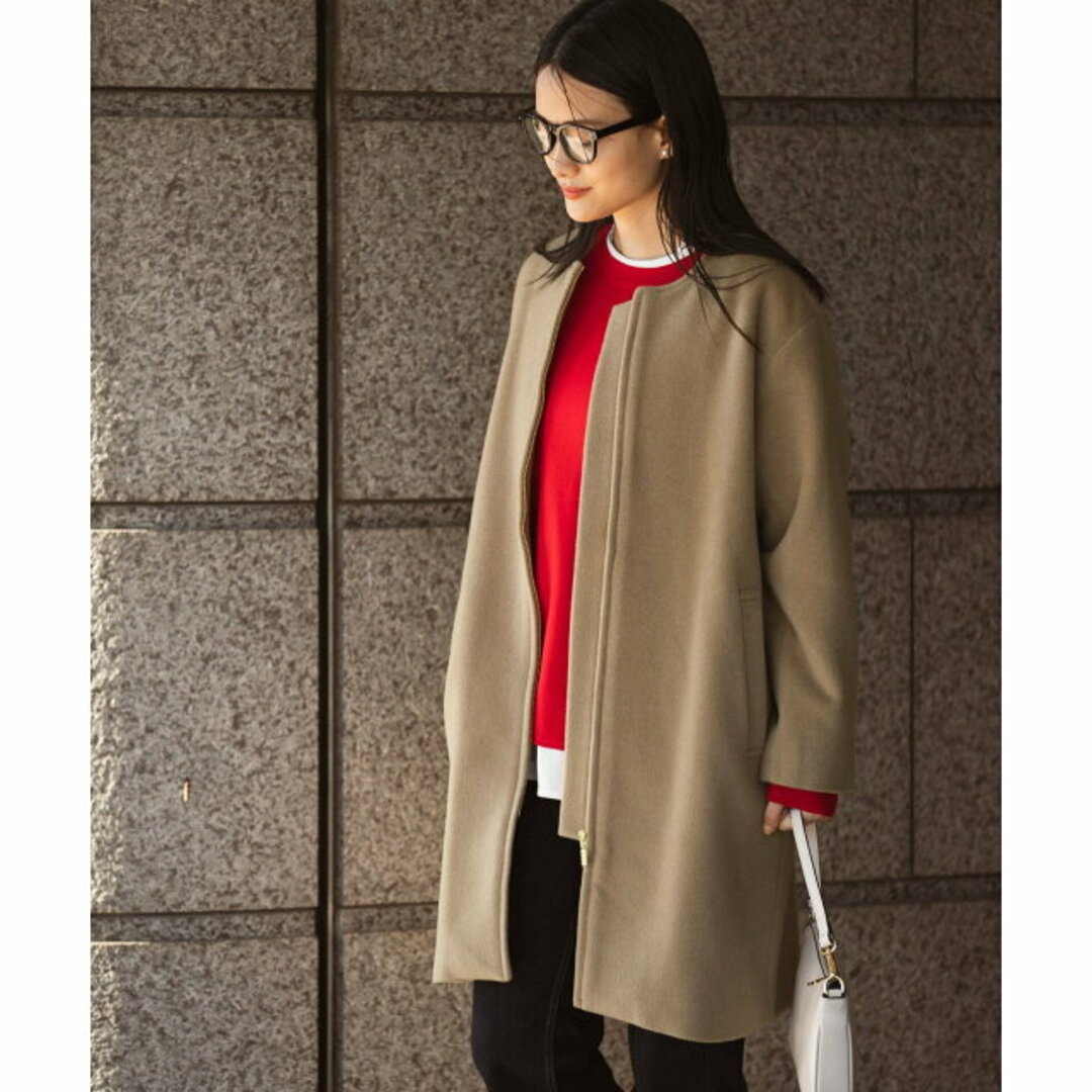 UNITED ARROWS P/R ツイル ノーカラー ミドルコートW 2022年最新海外