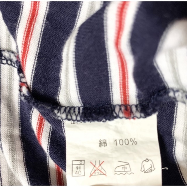 グレー×ネイビー×レッド×ホワイト　マルチボーダーTシャツ　ポストインサイズ発送 レディースのトップス(Tシャツ(半袖/袖なし))の商品写真