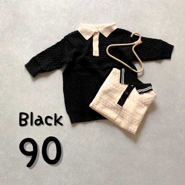 ［Black/90］ニットワンピース ［韓国子供服］ キッズ/ベビー/マタニティのキッズ服女の子用(90cm~)(ワンピース)の商品写真