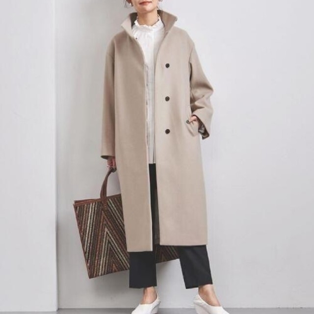 21AW W スタンドカラー ロングコート W 【コンビニ受取対応商品】 www