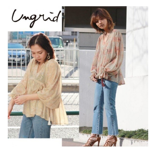 Ungrid(アングリッド)の美品✨Ungrid フラワー柄楊柳ブラウス レディースのトップス(シャツ/ブラウス(長袖/七分))の商品写真