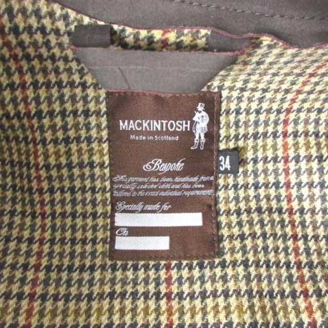 MACKINTOSH(マッキントッシュ)のマッキントッシュ ゴム引きコート ジャケット 比翼 背抜き 茶 ブラウン 34 レディースのジャケット/アウター(その他)の商品写真