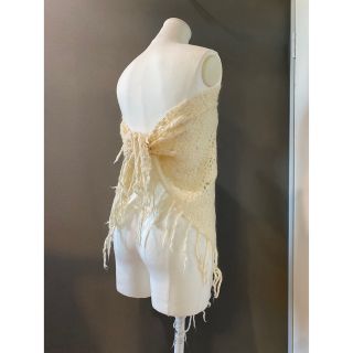 古着 ビンテージ 編み フランジ 花柄 モヘア ウール 巻きスカート ビスチェ