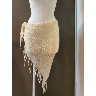 古着 ビンテージ 編み フランジ 花柄 モヘア ウール 巻きスカート ビスチェ