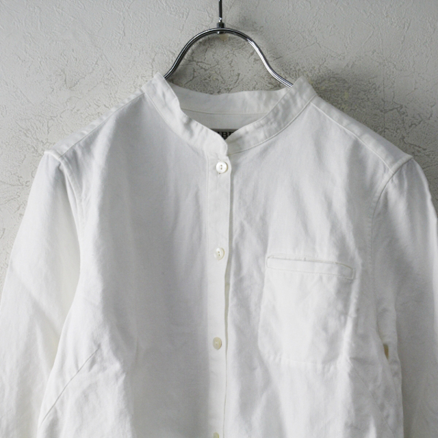 LIBECO リベコ リネンスタンドカラー ポケットシャツ /ホワイト【2400013098847】 2