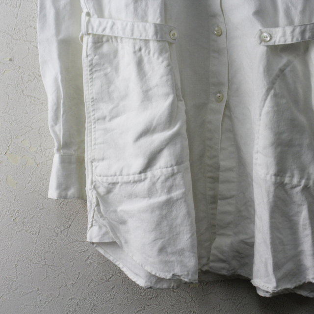 LIBECO リベコ リネンスタンドカラー ポケットシャツ /ホワイト【2400013098847】 3