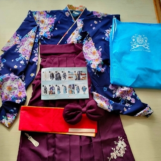 キャサリンコテージ 140 藤 紫 花柄 袴セット 卒業式 成人式 着物 和装