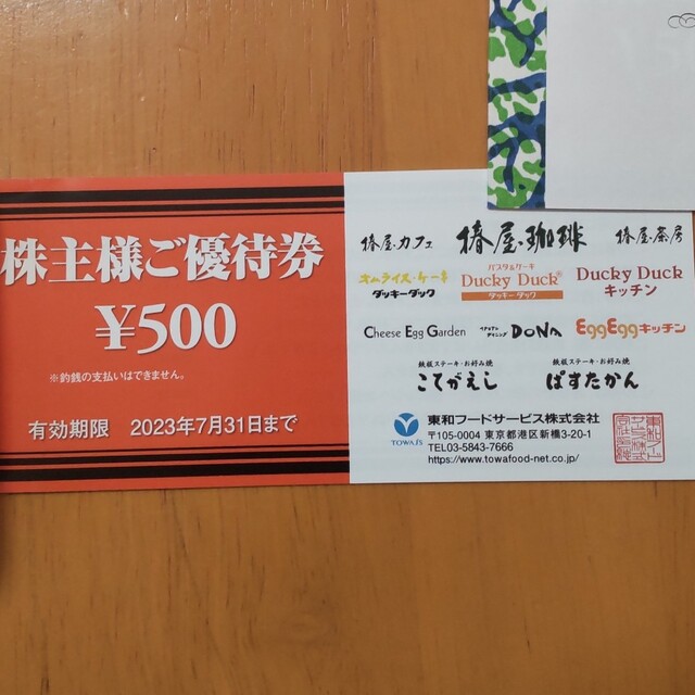 7000円分 東和フードサービス株式会社　株主優待券 チケットの優待券/割引券(レストラン/食事券)の商品写真